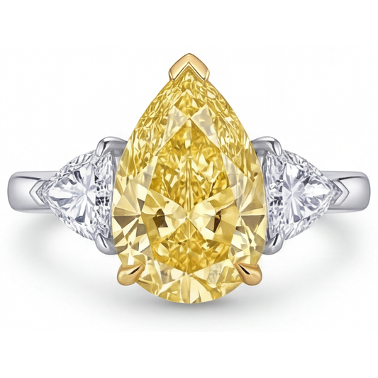 Bague Trois Pierres Or Bicolore 14 Carats avec Diamant Canari – vue de face