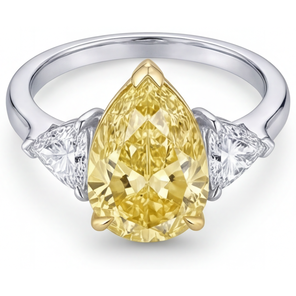 Diamant Canari Bague Trois Pierres – vue de profil