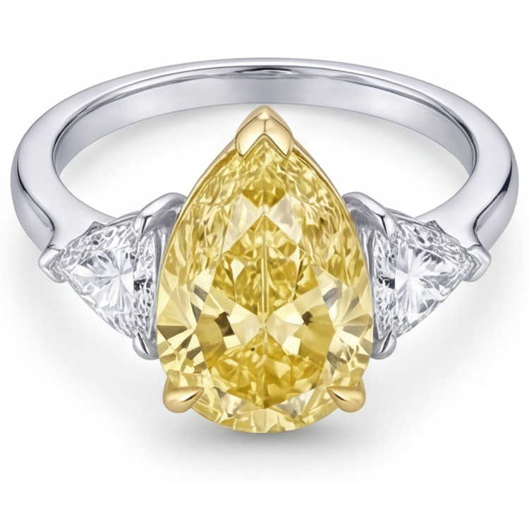 Diamant Canari Bague Trois Pierres – vue de profil