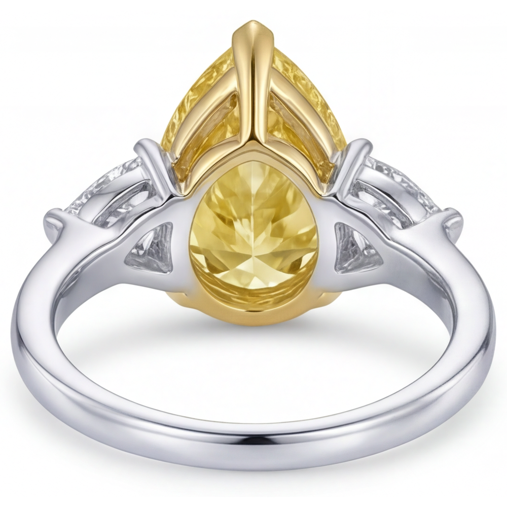 Goutte Diamant Canari bague en Or Bicolore 14 Carats – vue de dessus