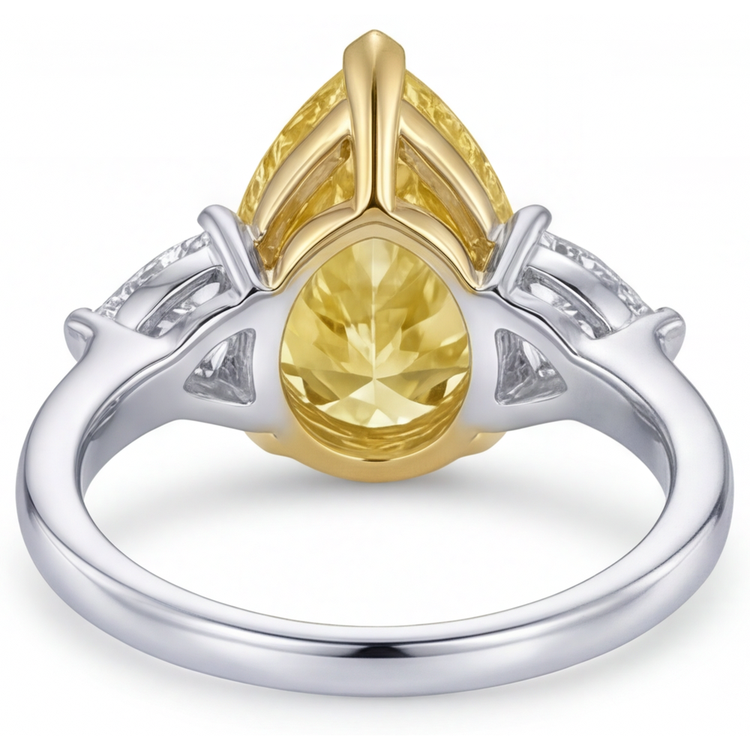 Goutte Diamant Canari bague en Or Bicolore 14 Carats – vue de dessus