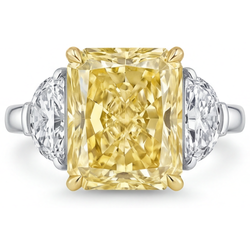 Fin Pureté VVS Diamant Canari Bague Trois Pierres – 3 carats Or