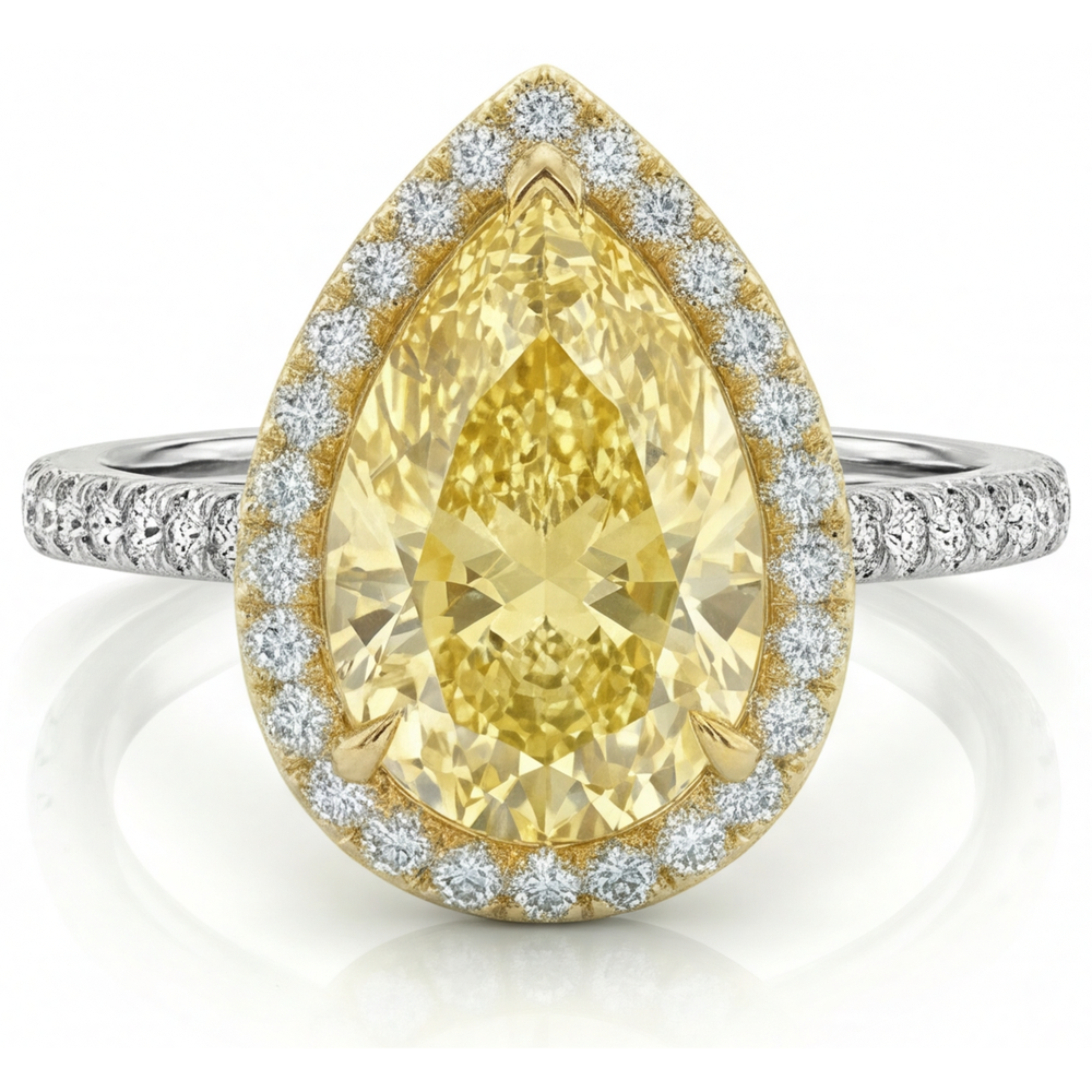 Goutte Diamant Canari bague en Or 14K Bicolore – vue principale