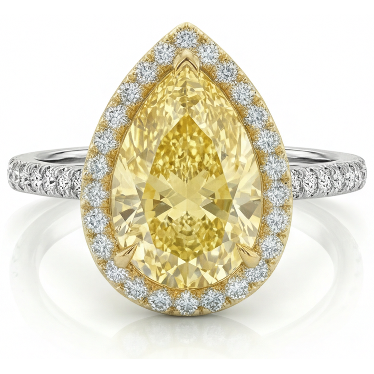 Goutte Diamant Canari bague en Or 14K Bicolore – vue principale