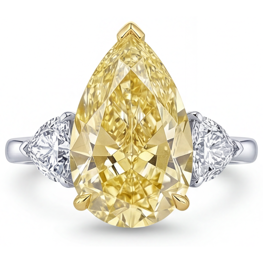 Trilogie Or Bicolore 14 Carats avec Diamant Canari – vue de face