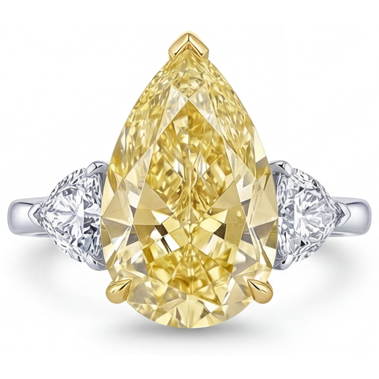 Trilogie Or Bicolore 14 Carats avec Diamant Canari – vue de face
