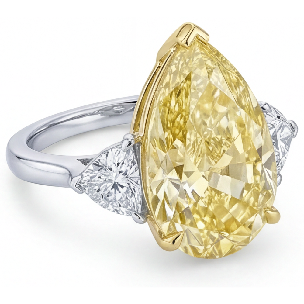 Trilogie Or Bicolore 14 Carats avec Diamant Canari – vue de côté