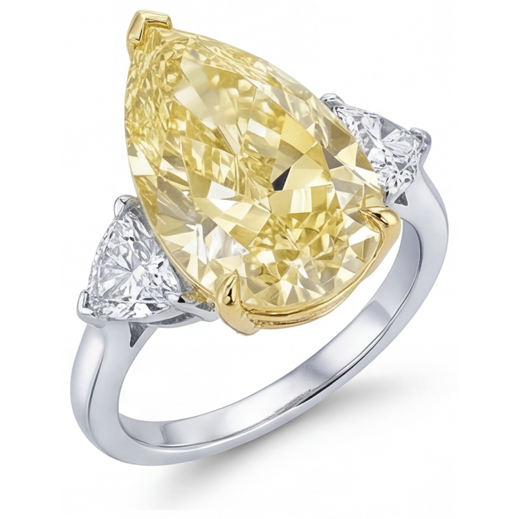 Trilogie Or Bicolore 14 Carats avec Diamant Canari – vue de profil