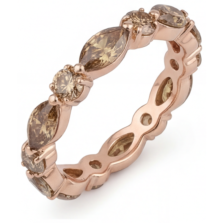 Diamant Taille Marquise Eternity Band en Or Rose 14 Carats – vue de face