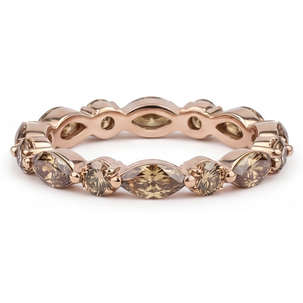 Eternity Band Or Rose 14 Carats avec Diamant – vue de côté
