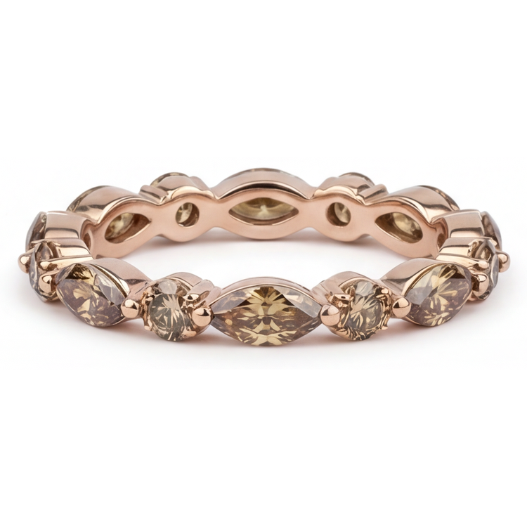 Eternity Band Or Rose 14 Carats avec Diamant – vue de côté