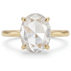 Or Jaune 14 Carats Diamant Fin Bague – 4,25-carats Ovale