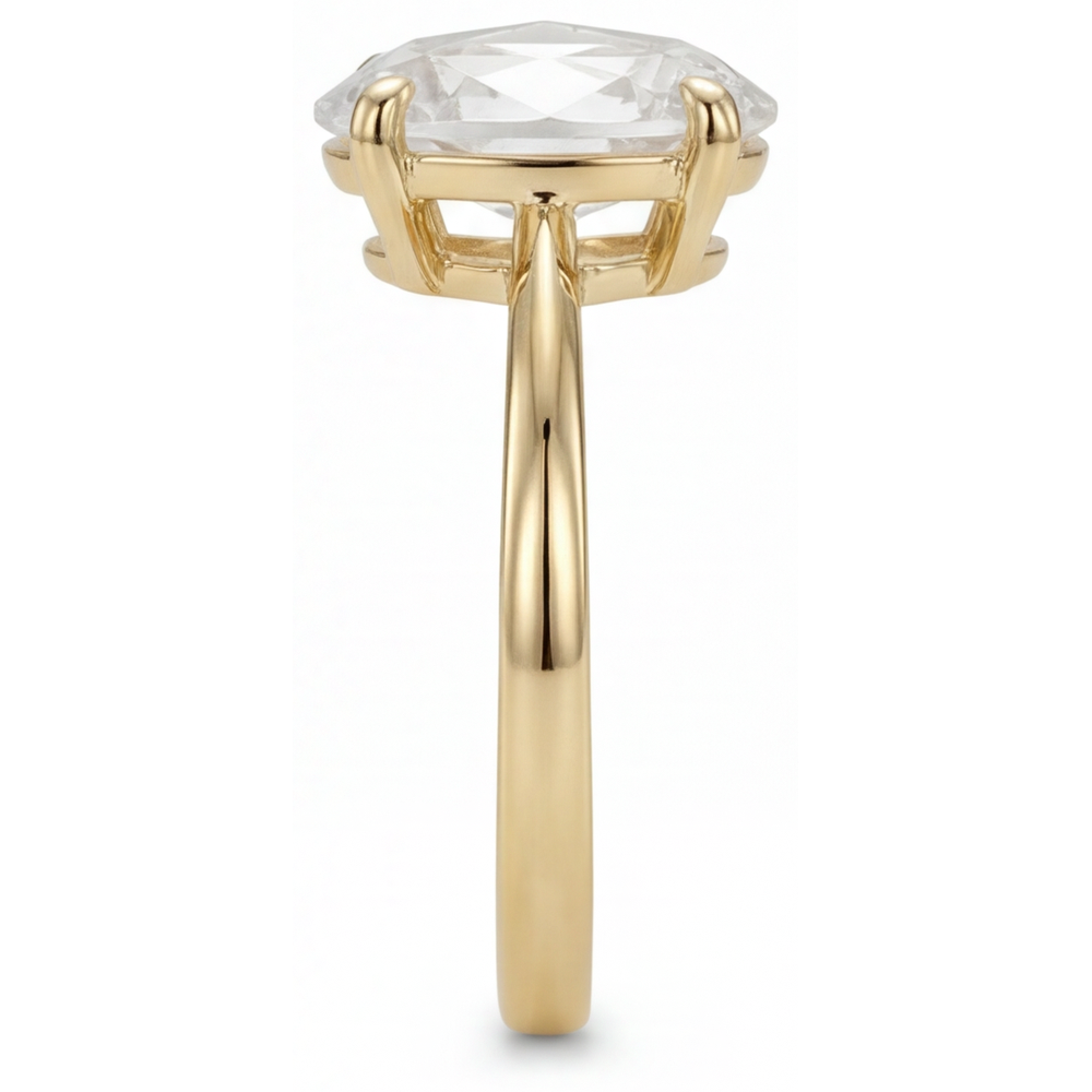 Bague Or Jaune 14 Carats avec Diamant Fin – vue d'angle