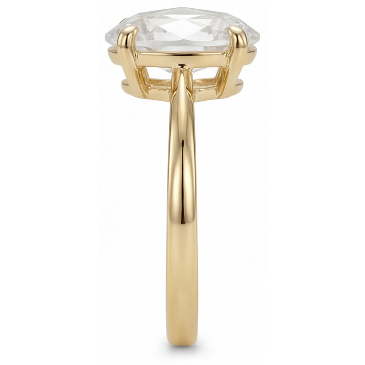 Bague Or Jaune 14 Carats avec Diamant Fin – vue d'angle
