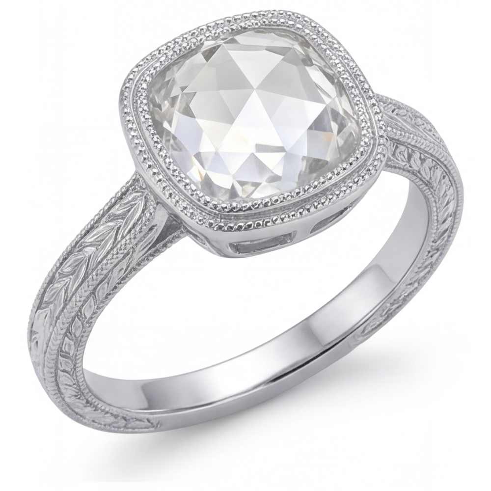 Diamant Fin Bague Halo 3,25-carats Or Blanc 14 Carats – vue de face