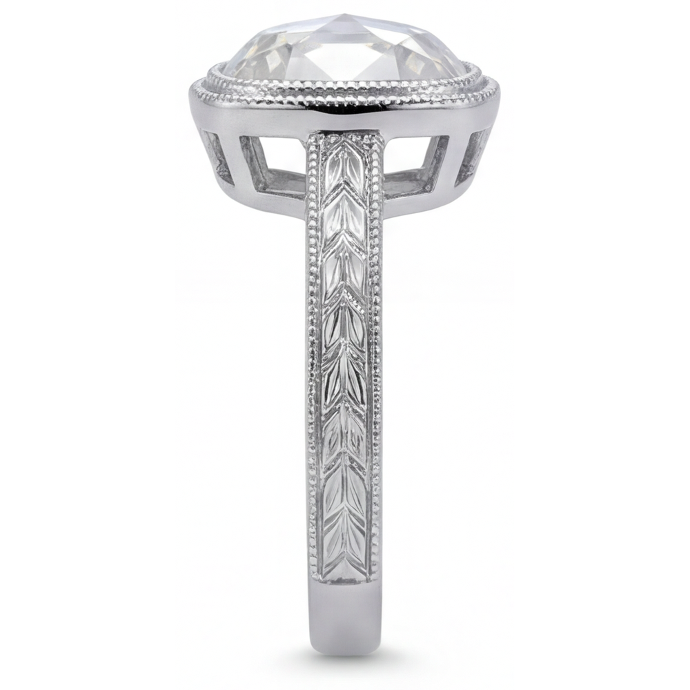 Diamant Fin Bague Halo 3,25-carats Or Blanc 14 Carats – vue de profil
