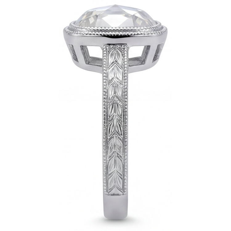 Diamant Fin Bague Halo 3,25-carats Or Blanc 14 Carats – vue de profil