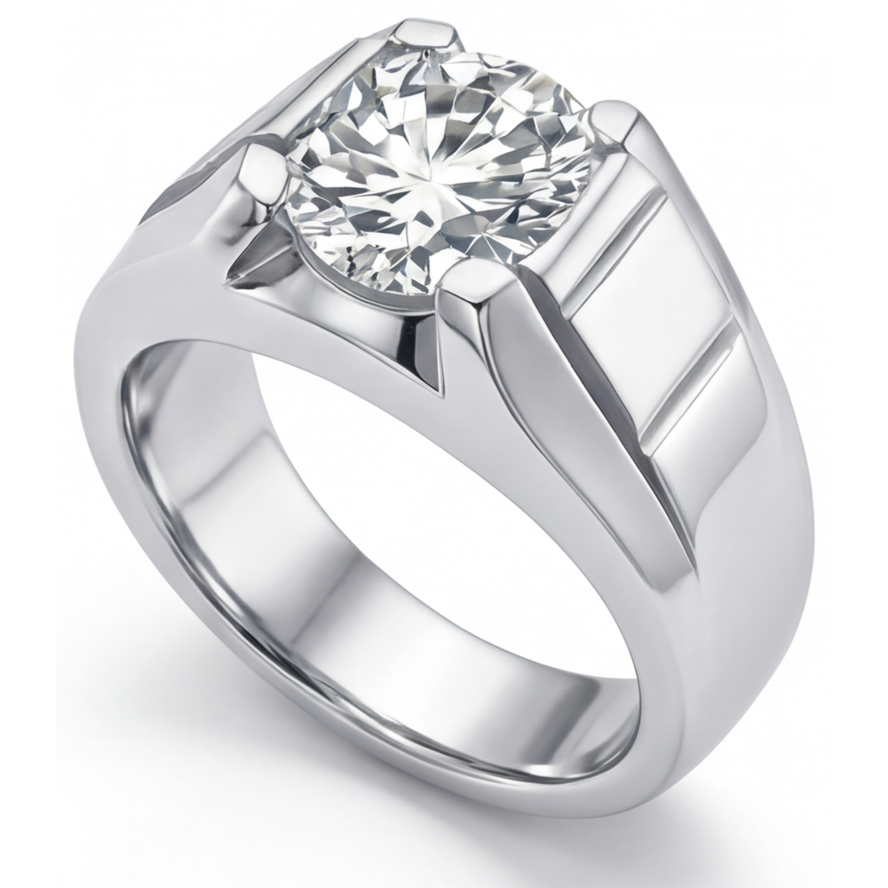 Sophistiqué Bague Homme 2 carats – vue de côté