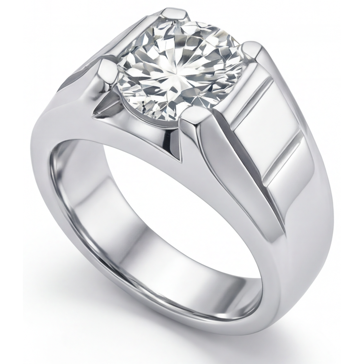 Sophistiqué Bague Homme 2 carats – vue de côté
