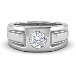 Bague Homme Or Blanc 14 Carats avec Diamant Fin – 2 carats