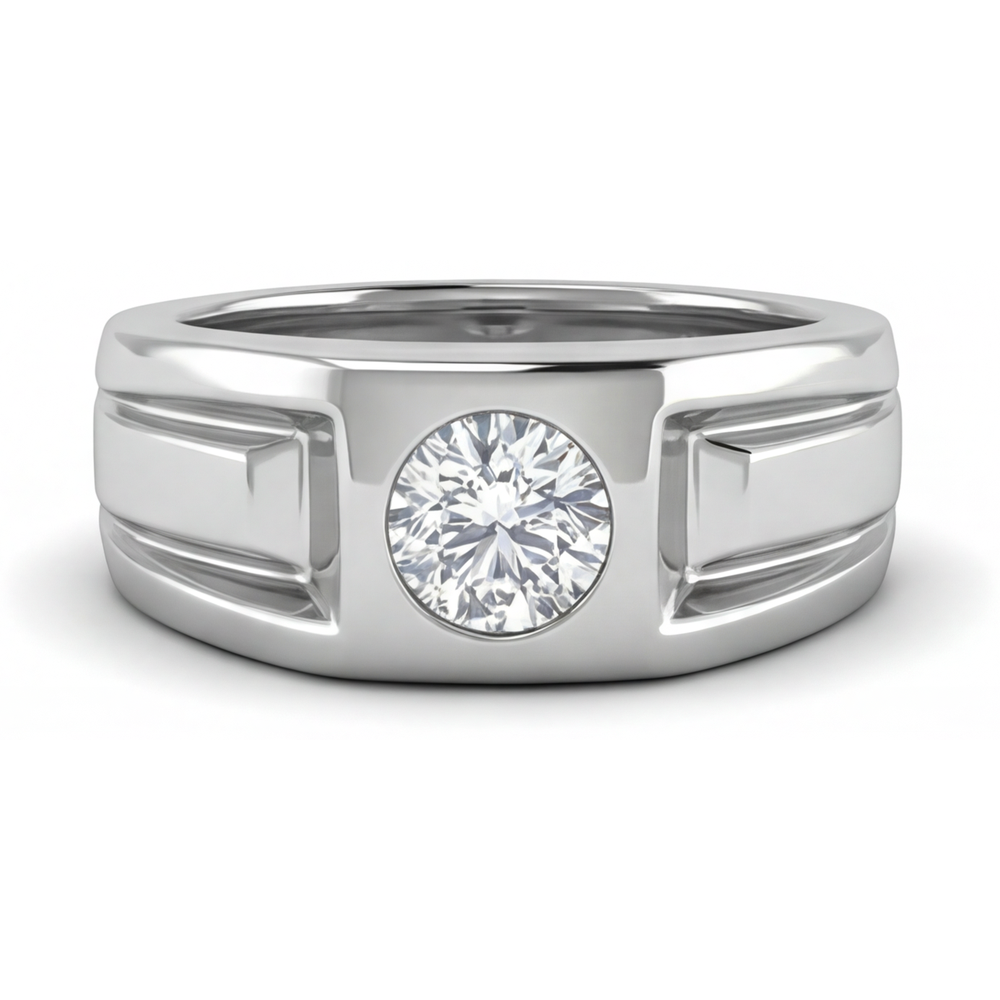 Diamant Fin Bague Homme 2 carats Or Blanc 14 Carats – vue principale