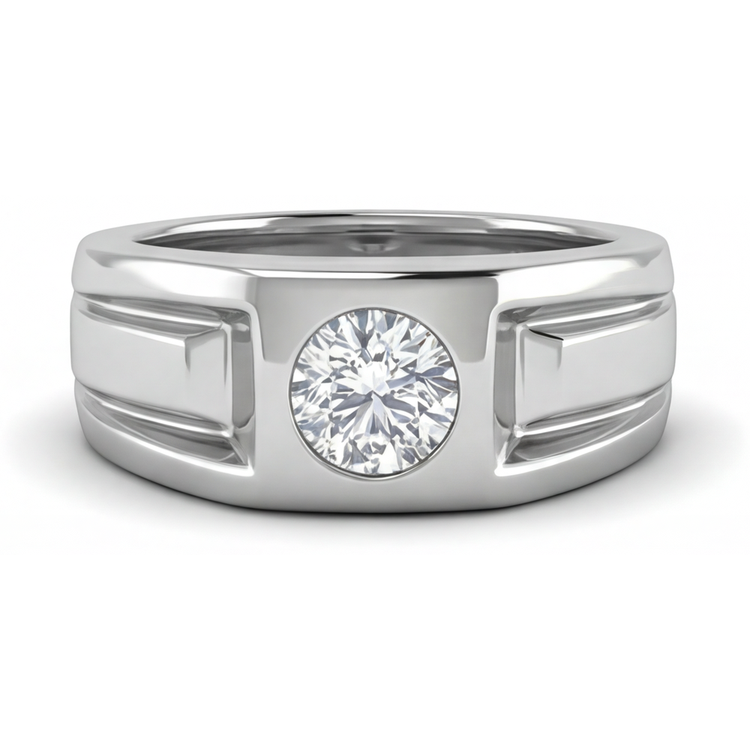 Diamant Fin Bague Homme 2 carats Or Blanc 14 Carats – vue principale