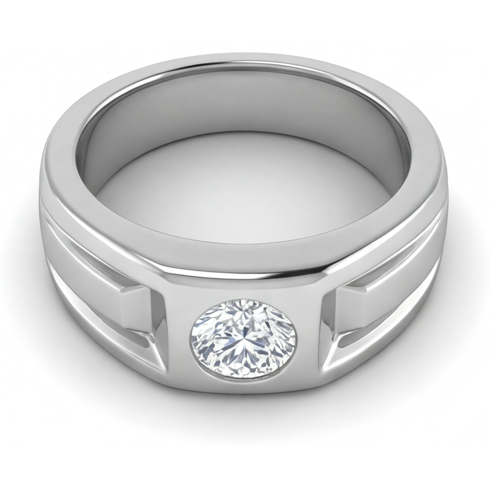 Diamant Fin Bague Homme 2-carats Or Blanc 14 Carats – vue de côté