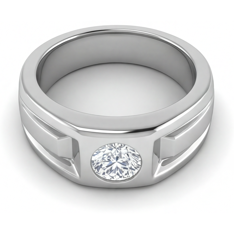 Diamant Fin Bague Homme 2-carats Or Blanc 14 Carats – vue de côté
