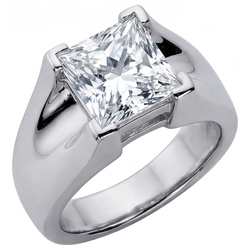 Diamant Fin Certifié IGI Bague Homme 3 carats en Or 14K Blanc