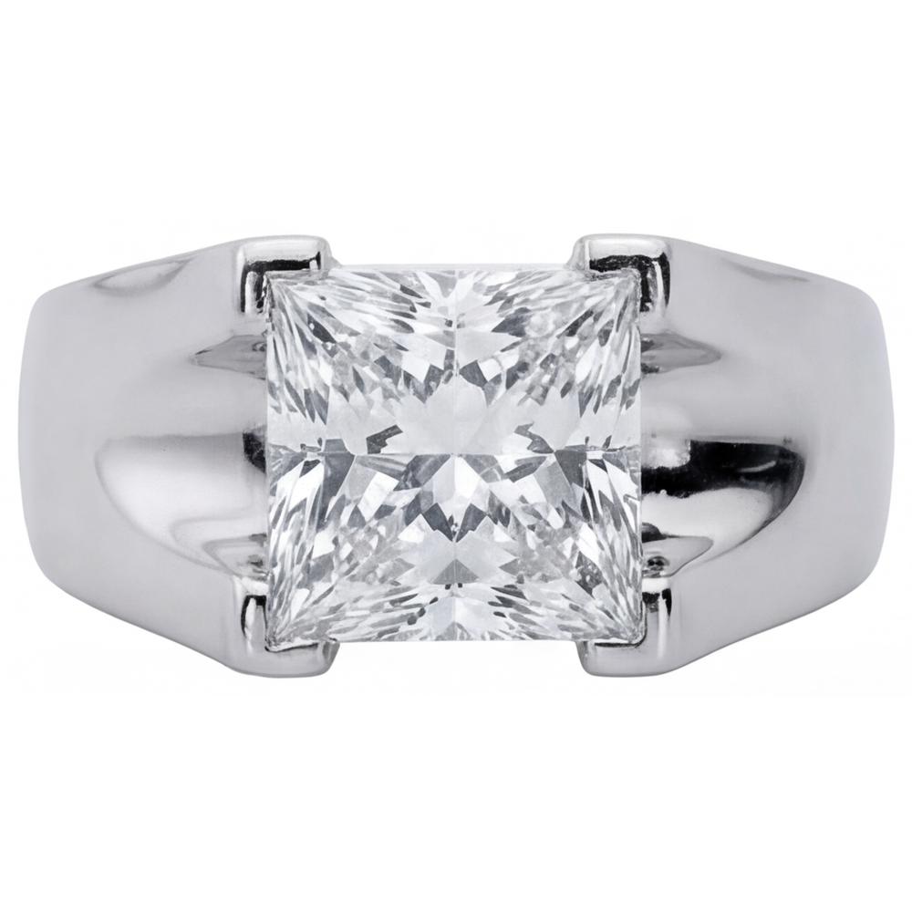 Diamant Fin Bague Homme 3 carats Or 14K Blanc – vue d'angle