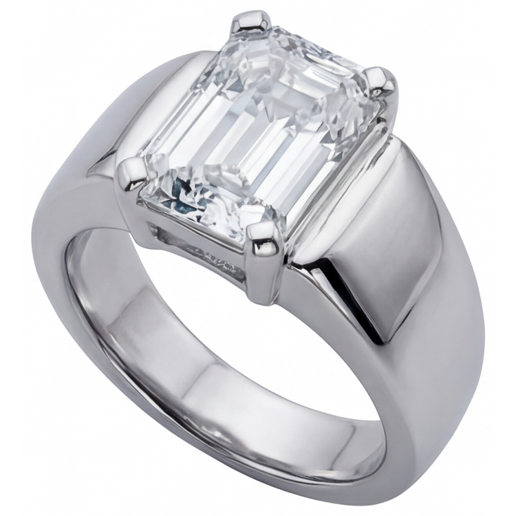 Diamant Fin Bague Homme 4-carats Or Blanc 14 Carats – vue d'angle