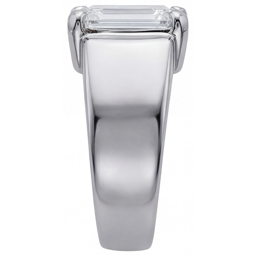 Diamant Fin Taille à Degrés Bague Homme en Or Blanc 14 Carats – vue de profil