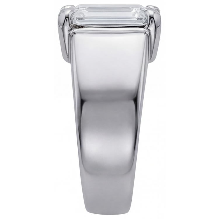 Diamant Fin Taille à Degrés Bague Homme en Or Blanc 14 Carats – vue de profil
