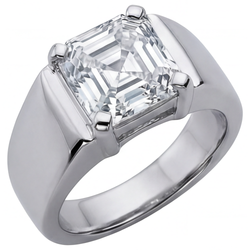 Diamant Fin Certifié IGI Bague Homme 5 carats en Or 14K Blanc