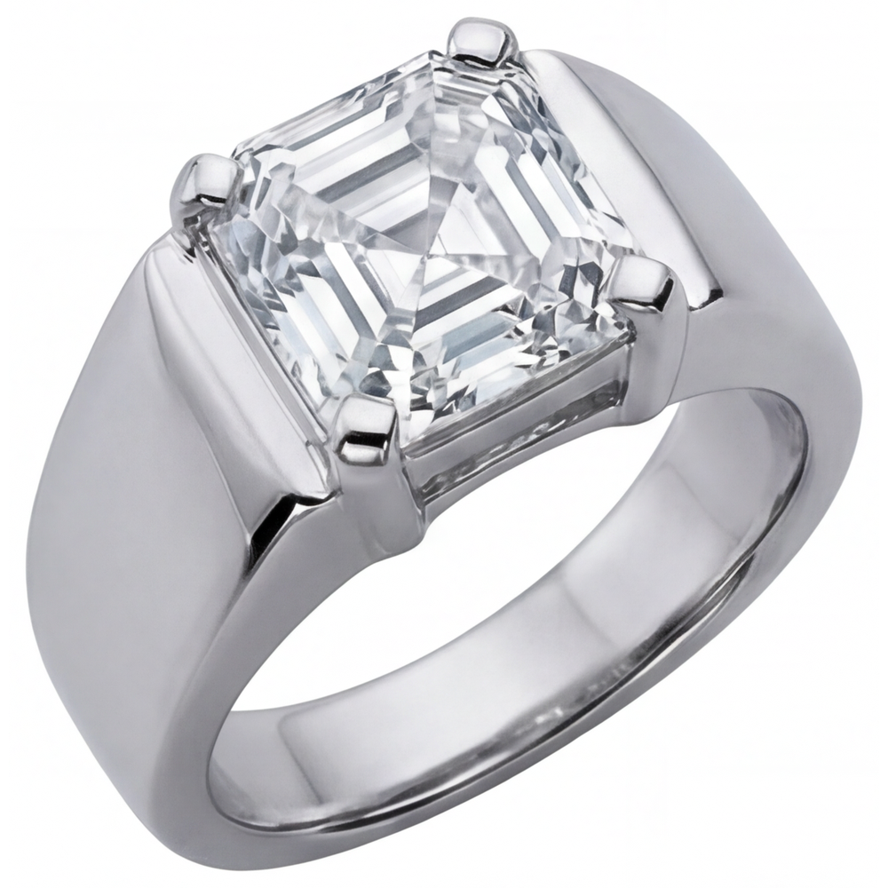 Diamant Fin Bague Homme 5-carats Or 14K Blanc – vue principale