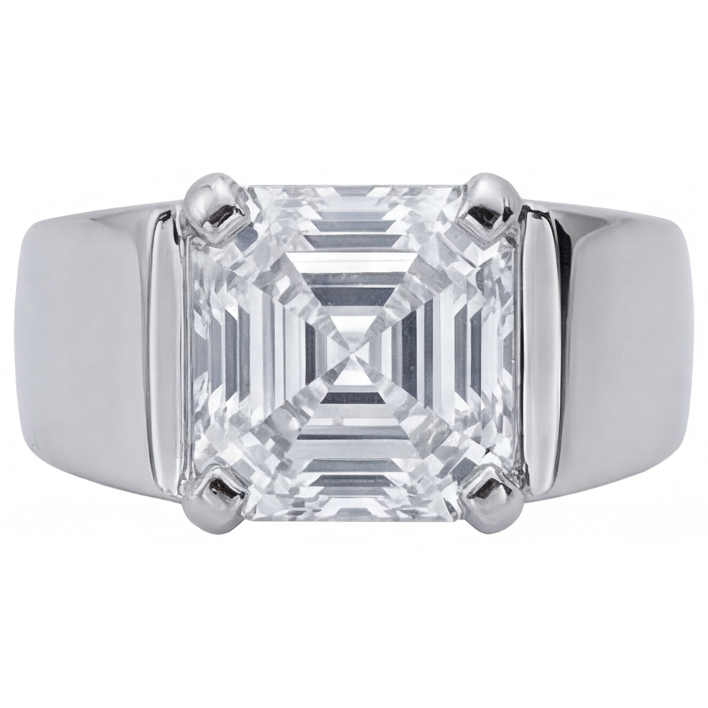 Bague Homme Or 14K Blanc avec Diamant Fin – vue de face