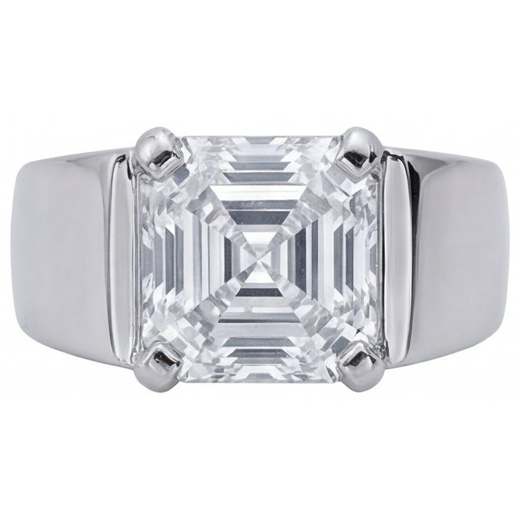 Bague Homme Or 14K Blanc avec Diamant Fin – vue de face