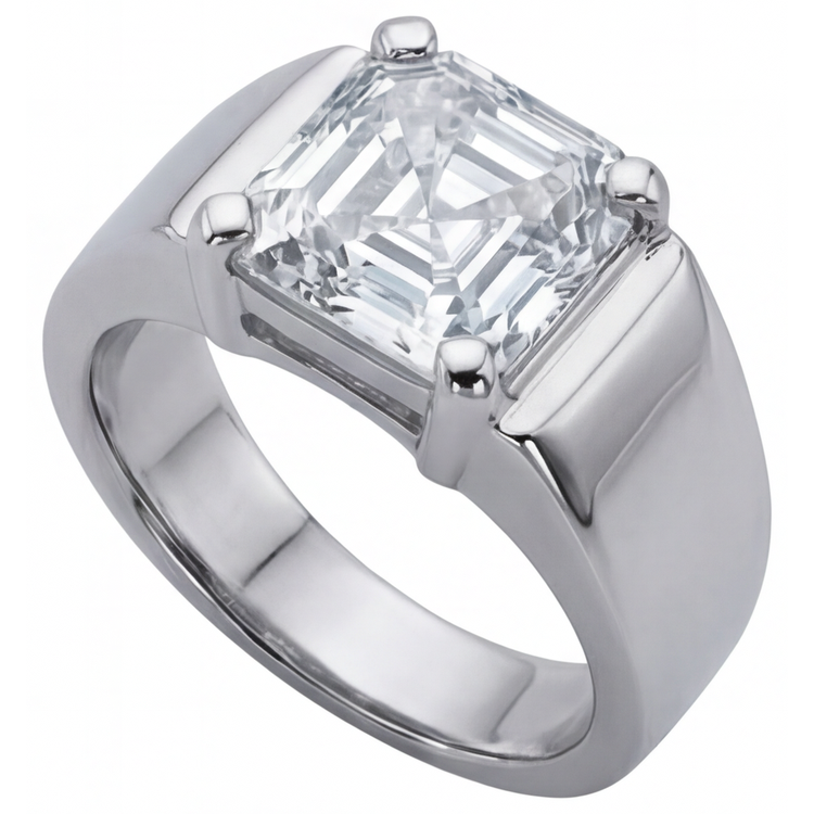 Diamant Fin Bague Homme 5-carats Or 14K Blanc – vue de côté