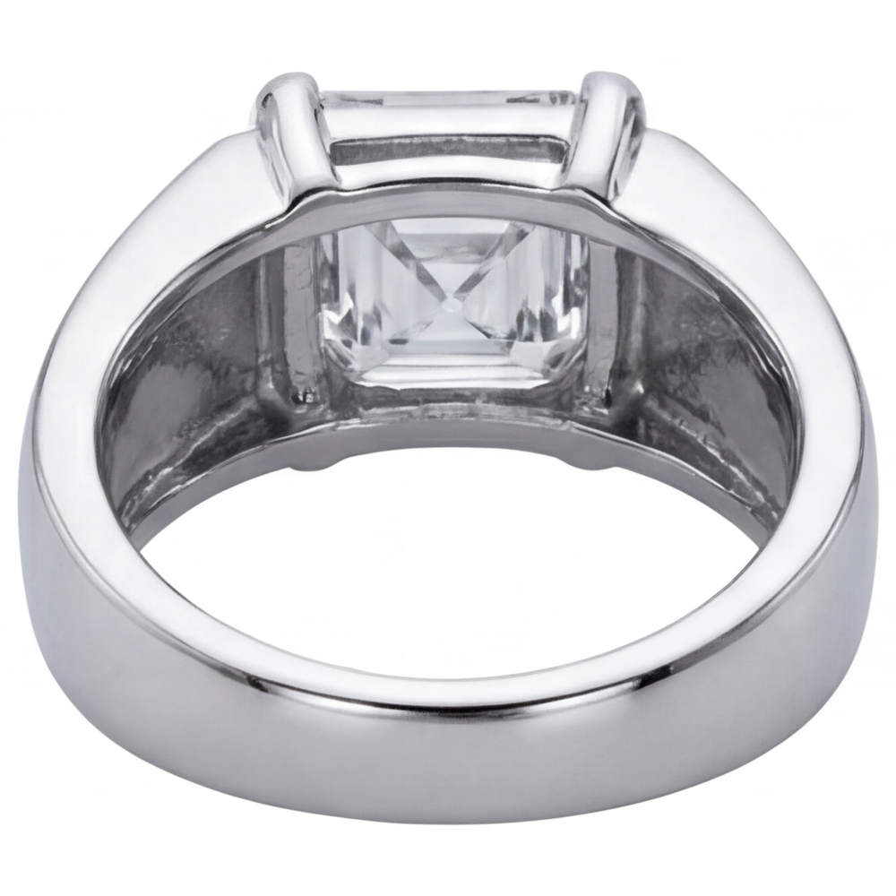 Asscher Diamant Fin bague en Or 14K Blanc – vue de dessus