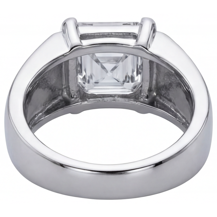 Asscher Diamant Fin bague en Or 14K Blanc – vue de dessus