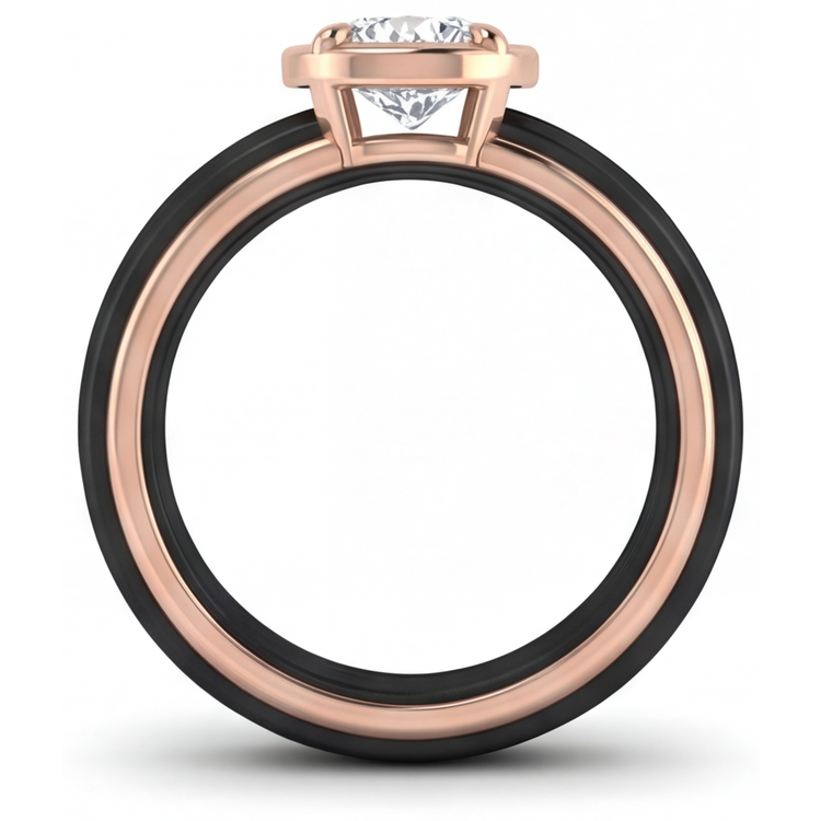 Diamant Fin Bague Joaillerie 1,50 carats Or Bicolore 14 Carats – vue d'angle
