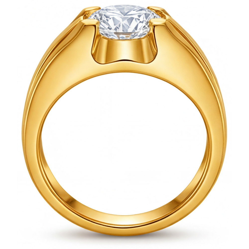 Diamant Fin Bague Masculine 2-carats 24K Yellow Gold – vue de côté