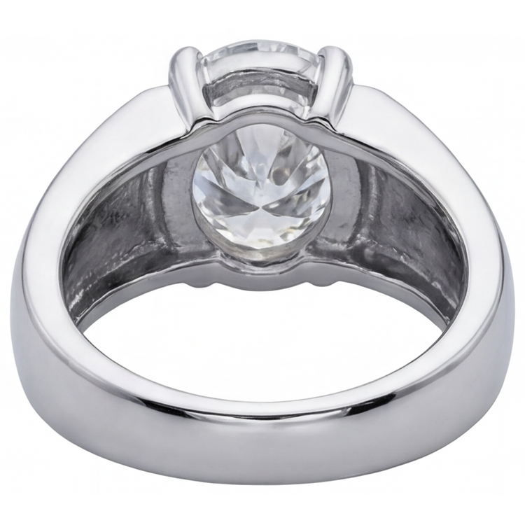 Ovale Diamant Fin bague en Or Blanc 14 Carats – vue détaillée