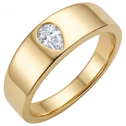 Diamant Fin Bague Mono-Pierre – Or Jaune 14 Carats 0,75 carats