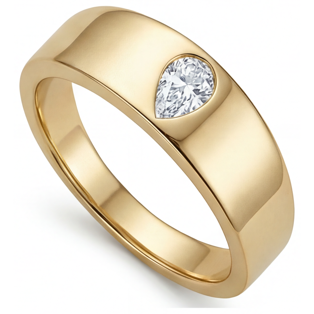 Diamant Fin Bague Mono-Pierre – vue de face