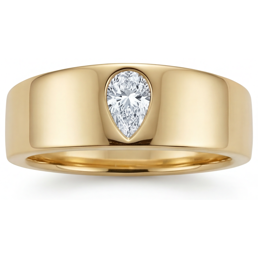 Bague Mono-Pierre Or Jaune 14 Carats avec Diamant Fin – vue de côté