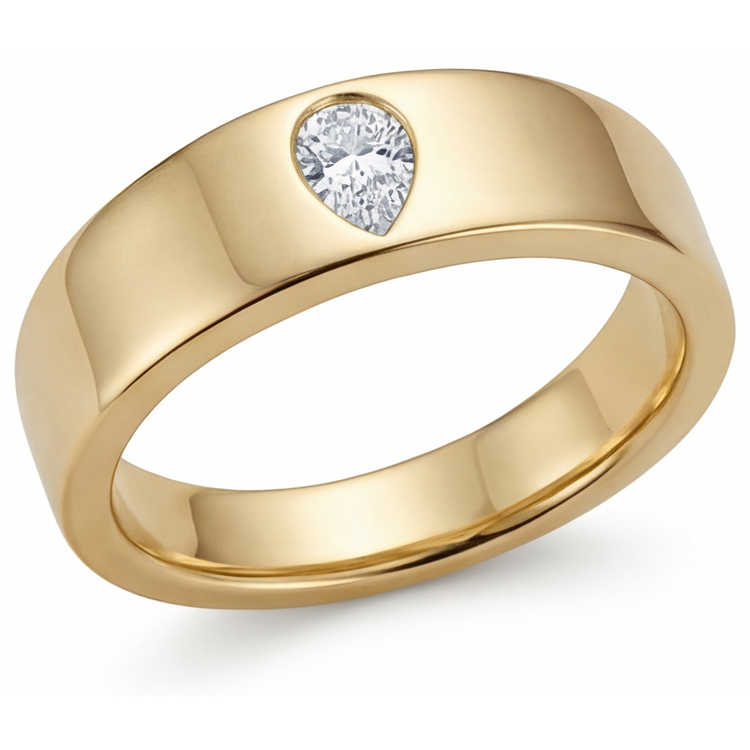 Diamant Fin Bague Mono-Pierre – vue d'angle
