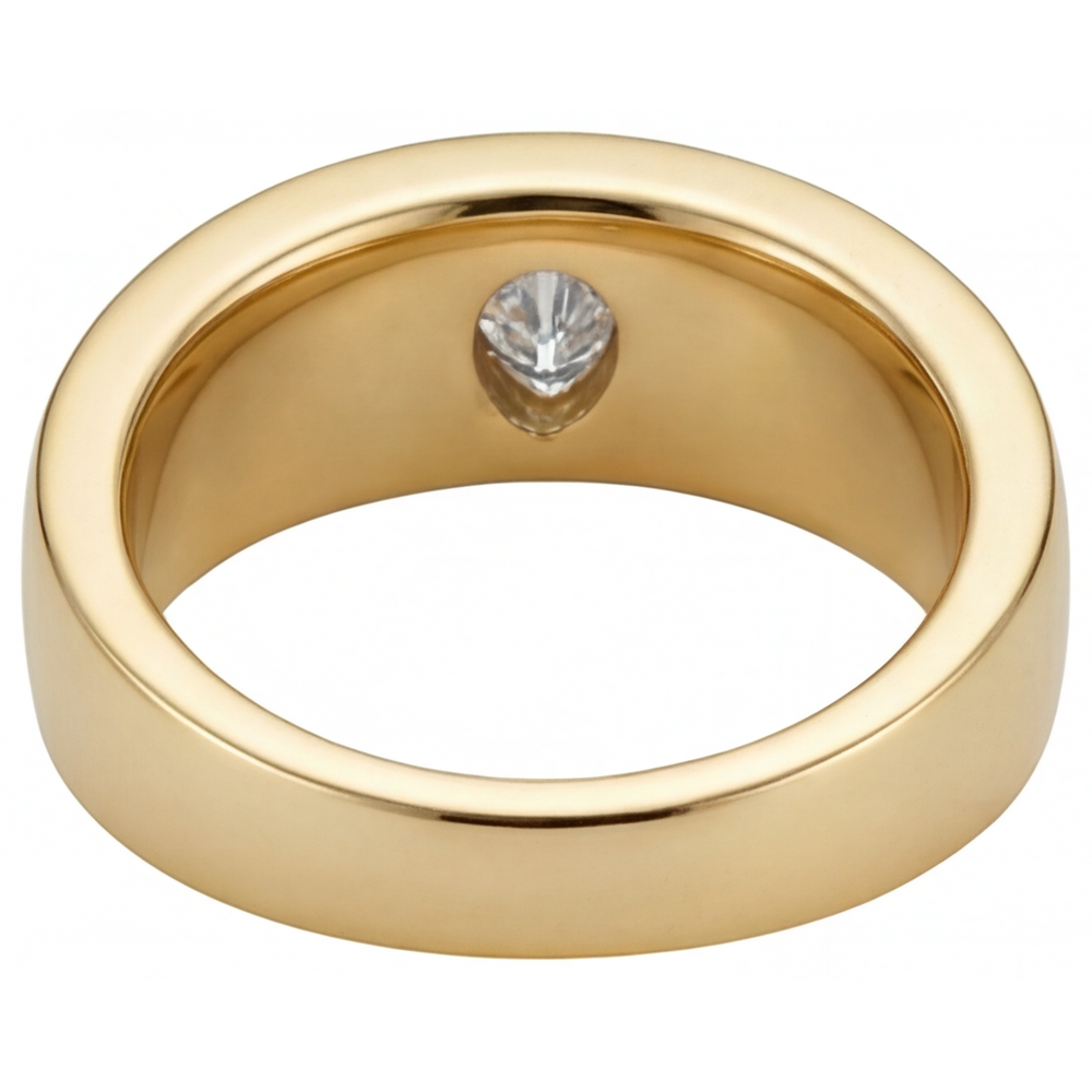 Diamant Fin Bague Mono-Pierre 0,75 carats Or Jaune 14 Carats – vue de profil