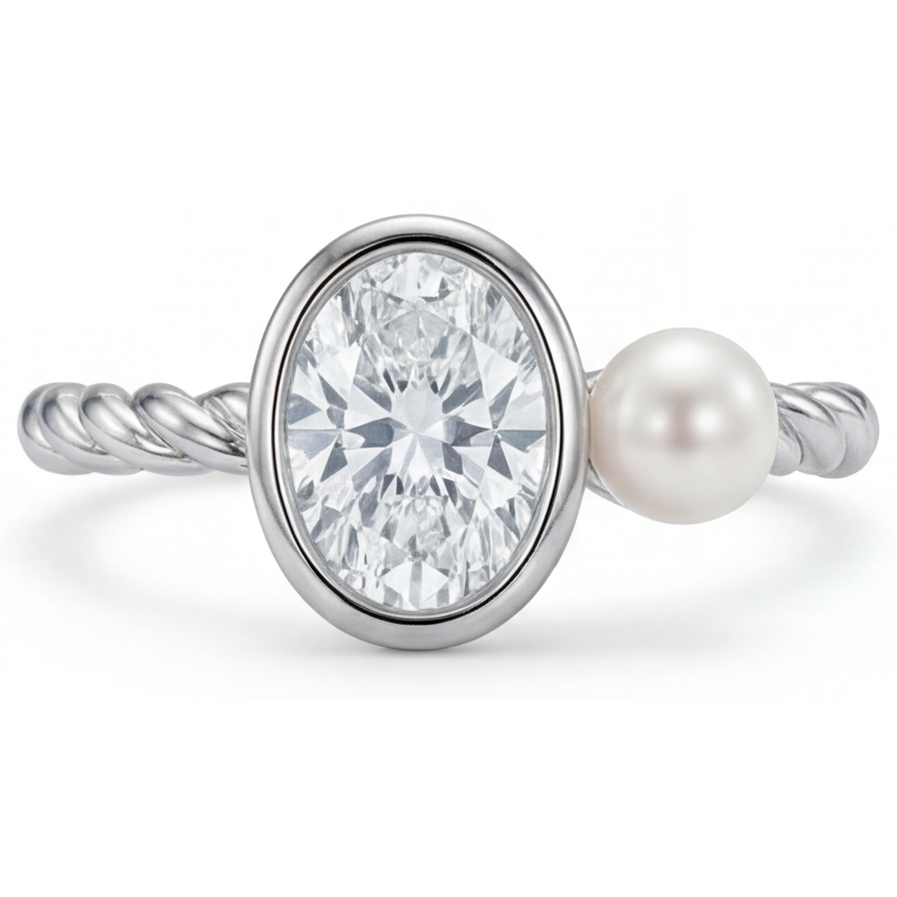 Diamant Fin Bague Mono-Pierre 1,50-carats Or Blanc 14 Carats – vue principale