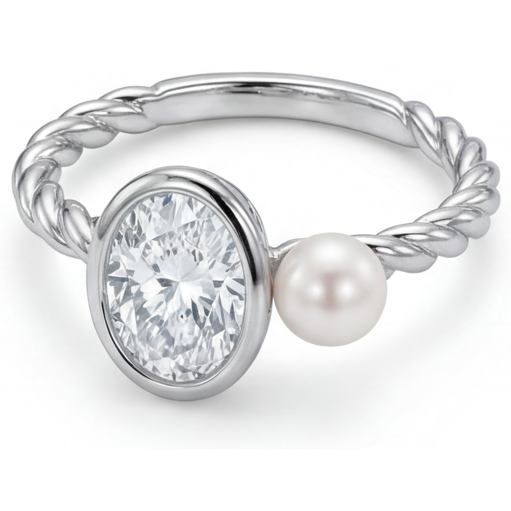 Diamant Fin Bague Mono-Pierre 1,50 carats Or Blanc 14 Carats – vue de côté